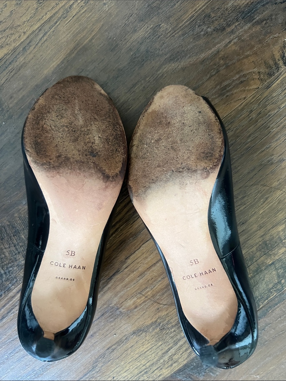 Cole Haan Black Patent Peep-Toe Pumps - Picture 3 of 3